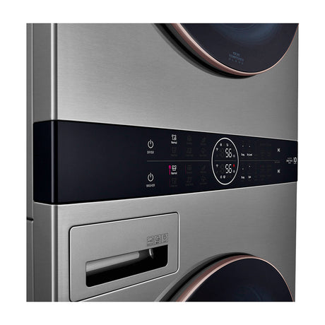 LG WashTower Torre de Lavado a Gas Inverter Direct Drive de Carga Frontal | AI DD | AI Sensor Dry | AI ThinQ | 22kg | Plateado