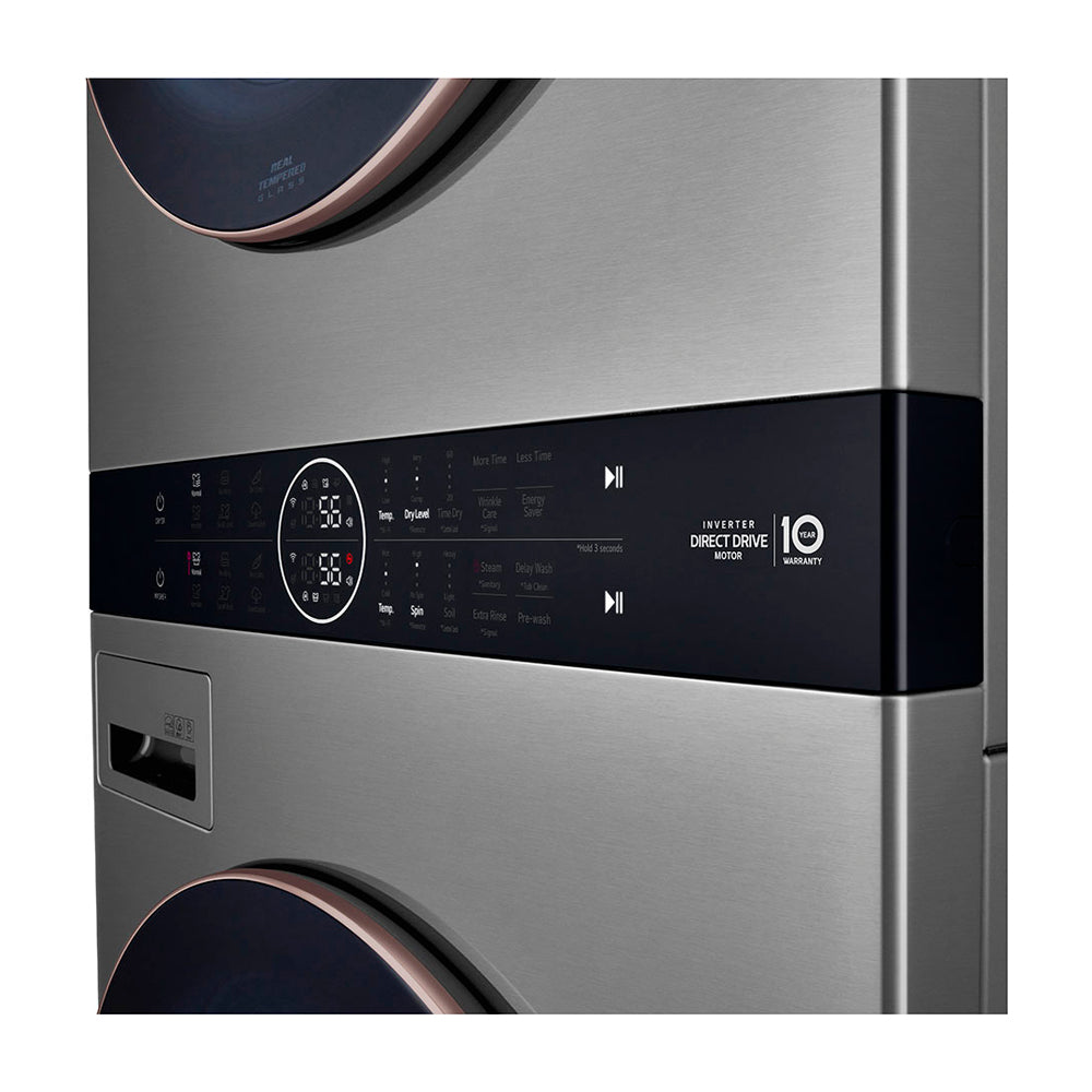LG WashTower Torre de Lavado a Gas Inverter Direct Drive de Carga Frontal | AI DD | AI Sensor Dry | AI ThinQ | 22kg | Plateado