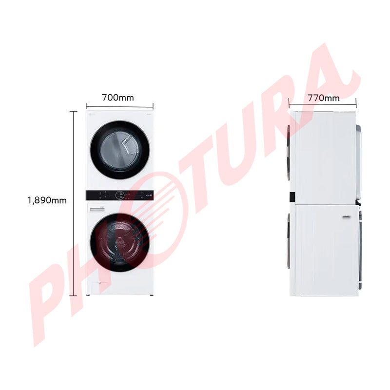 LG WashTower Torre de Lavado Eléctrico Inverter Direct Drive de Carga Frontal | AI DD | AI Sensor Dry | AI ThinQ | 22kg | Blanco