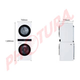 LG WashTower Torre de Lavado a Gas Inverter Direct Drive de Carga Frontal | AI DD | AI Sensor Dry | AI ThinQ | 22kg | Blanco