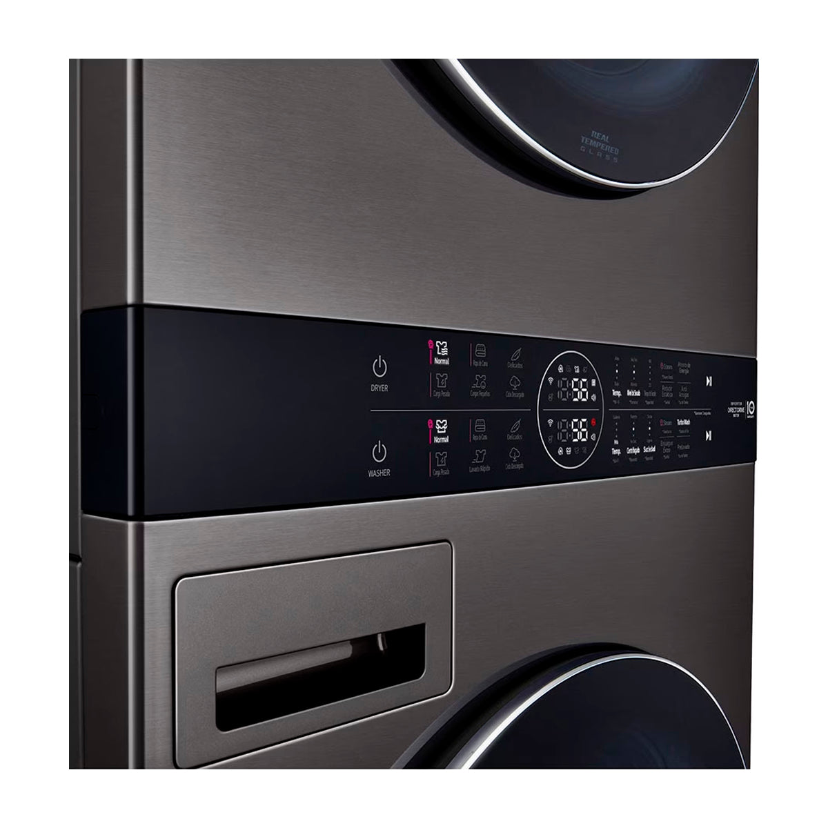 LG WashTower Torre de Lavado de 25kg y 22kg Secado a Gas Inverter Direct Drive de Carga Frontal | AI DD | AI Sensor Dry | AI ThinQ | Negro