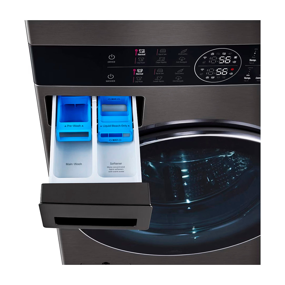 LG WashTower Torre de Lavado de 25kg y 22kg Secado a Gas Inverter Direct Drive de Carga Frontal | AI DD | AI Sensor Dry | AI ThinQ | Negro