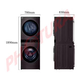 LG WashTower Torre de Lavado de 25kg y 22kg Secado a Gas Inverter Direct Drive de Carga Frontal | AI DD | AI Sensor Dry | AI ThinQ | Negro