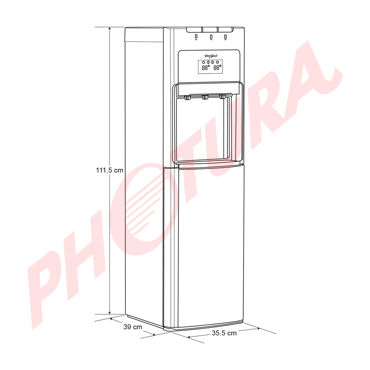 Whirlpool Dispensador de Agua Fría/Caliente/Templada | Carga Inferior | Garrafones de 11L y 19L | Gris