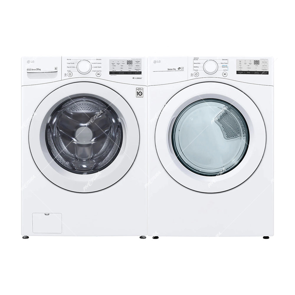 LG Combo Lavadora Automatica Inverter Direct Drive y Secadora a Gas de Carga Frontal | 6 Motion DD | 20kg | Blanco