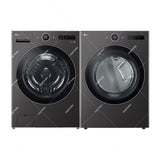 LG Combo Lavadora Automatica Inverter Direct Drive de 23kg y Secadora a Gas de Carga Frontal de 22kg | AI DD | ThinQ | 6 Motion DD | Turbo Wash | Negro