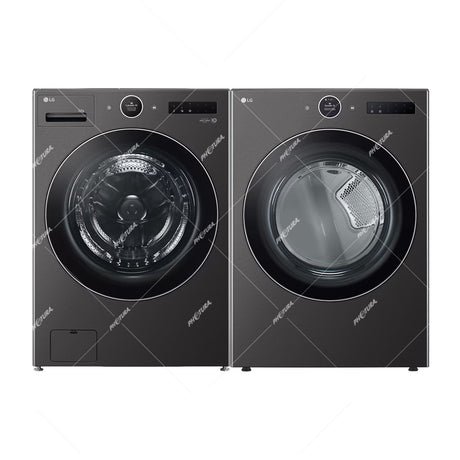 LG Combo Lavadora Automatica Inverter Direct Drive de 23kg y Secadora a Gas de Carga Frontal de 22kg | AI DD | ThinQ | 6 Motion DD | Turbo Wash | Negro