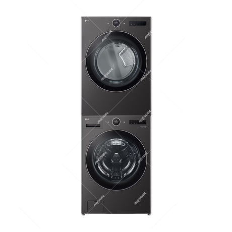 LG Combo Lavadora Automatica Inverter Direct Drive de 23kg y Secadora a Gas de Carga Frontal de 22kg | AI DD | ThinQ | 6 Motion DD | Turbo Wash | Negro