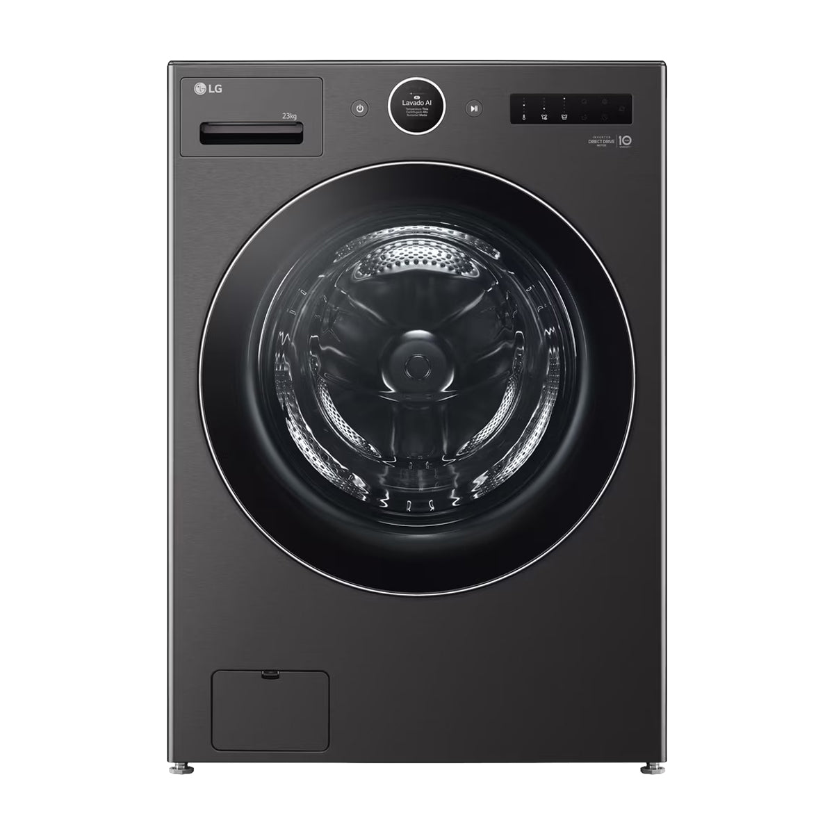 LG Combo Lavadora Automatica Inverter Direct Drive de 23kg y Secadora a Gas de Carga Frontal de 22kg | AI DD | ThinQ | 6 Motion DD | Turbo Wash | Negro