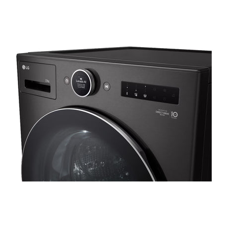 LG Combo Lavadora Automatica Inverter Direct Drive de 23kg y Secadora a Gas de Carga Frontal de 22kg | AI DD | ThinQ | 6 Motion DD | Turbo Wash | Negro