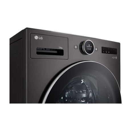 LG Combo Lavadora Automatica Inverter Direct Drive de 23kg y Secadora a Gas de Carga Frontal de 22kg | AI DD | ThinQ | 6 Motion DD | Turbo Wash | Negro