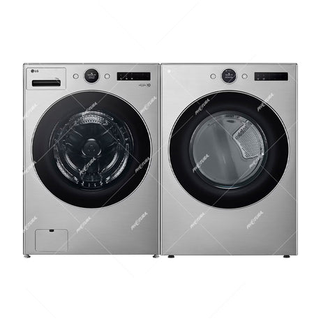 LG Combo Lavadora Automatica Inverter Direct Drive de 23kg y Secadora a Gas de Carga Frontal de 22kg | AI DD | ThinQ | 6 Motion DD | Turbo Wash | Plateado