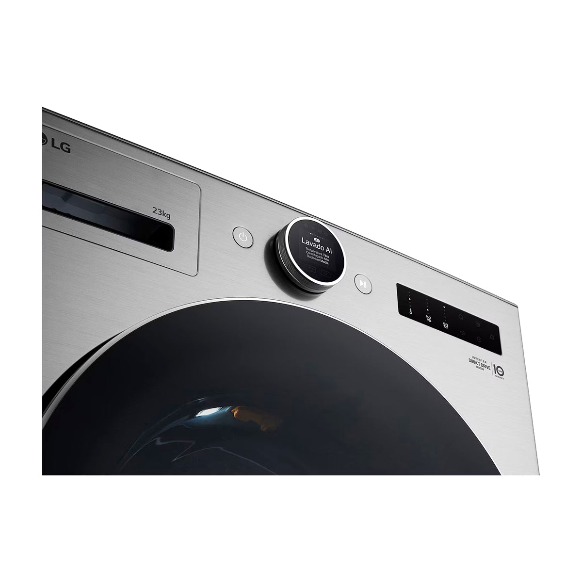 LG Combo Lavadora Automatica Inverter Direct Drive de 23kg y Secadora a Gas de Carga Frontal de 22kg | AI DD | ThinQ | 6 Motion DD | Turbo Wash | Plateado