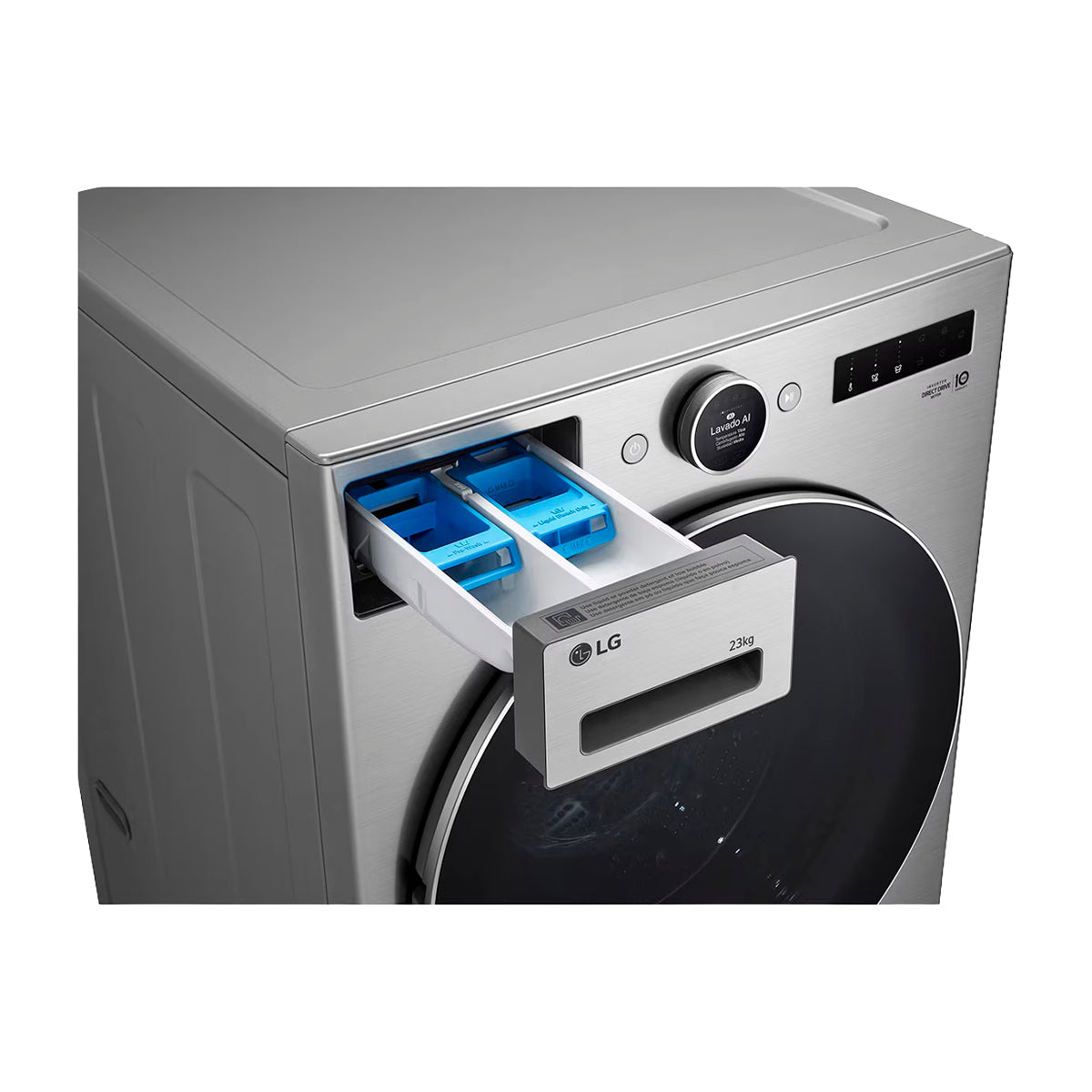 LG Combo Lavadora Automatica Inverter Direct Drive de 23kg y Secadora a Gas de Carga Frontal de 22kg | AI DD | ThinQ | 6 Motion DD | Turbo Wash | Plateado