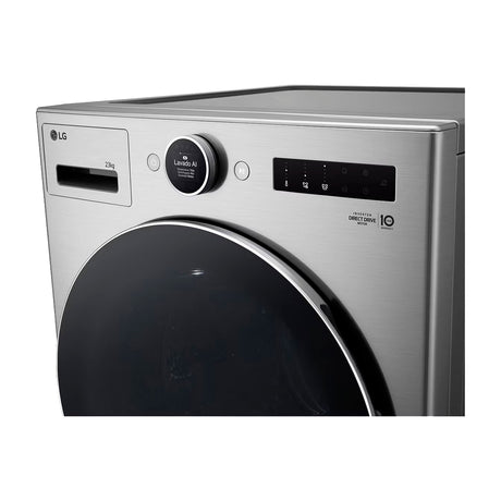 LG Combo Lavadora Automatica Inverter Direct Drive de 23kg y Secadora a Gas de Carga Frontal de 22kg | AI DD | ThinQ | 6 Motion DD | Turbo Wash | Plateado
