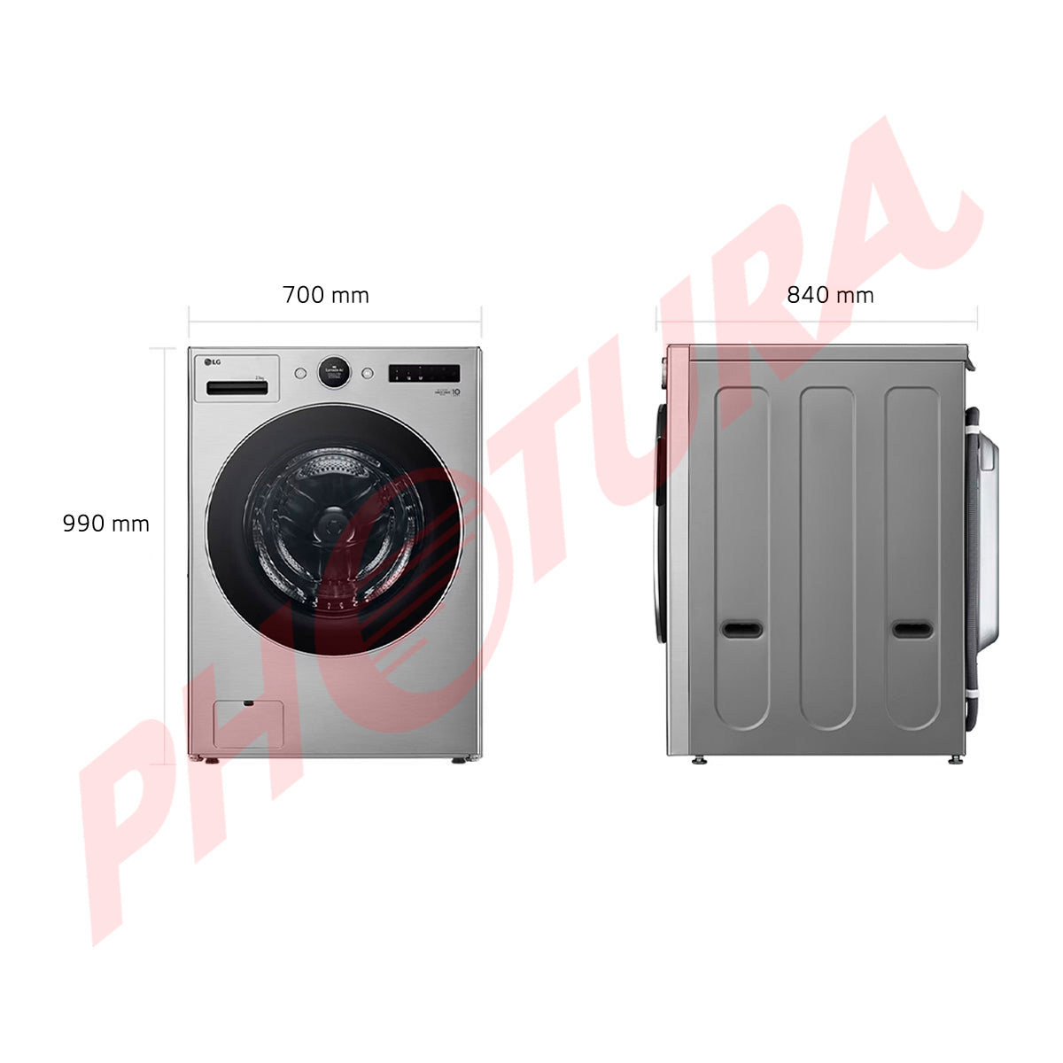 LG Combo Lavadora Automatica Inverter Direct Drive de 23kg y Secadora a Gas de Carga Frontal de 22kg | AI DD | ThinQ | 6 Motion DD | Turbo Wash | Plateado