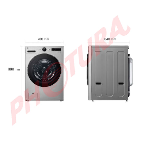 LG Combo Lavadora Automatica Inverter Direct Drive de 23kg y Secadora a Gas de Carga Frontal de 22kg | AI DD | ThinQ | 6 Motion DD | Turbo Wash | Plateado
