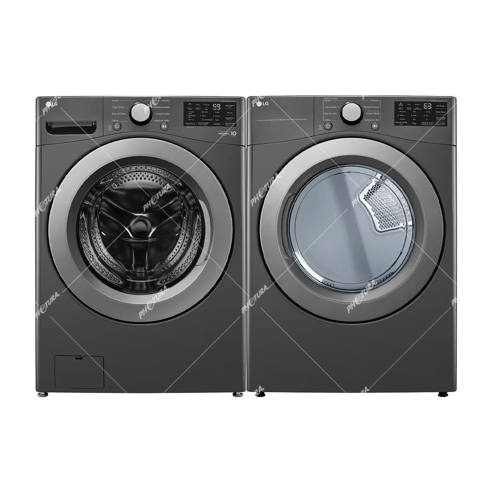 LG Combo Lavadora Automatica Inverter Direct Drive y Secadora a Gas de Carga Frontal | 6 Motion DD | 25kg | Negro Medio