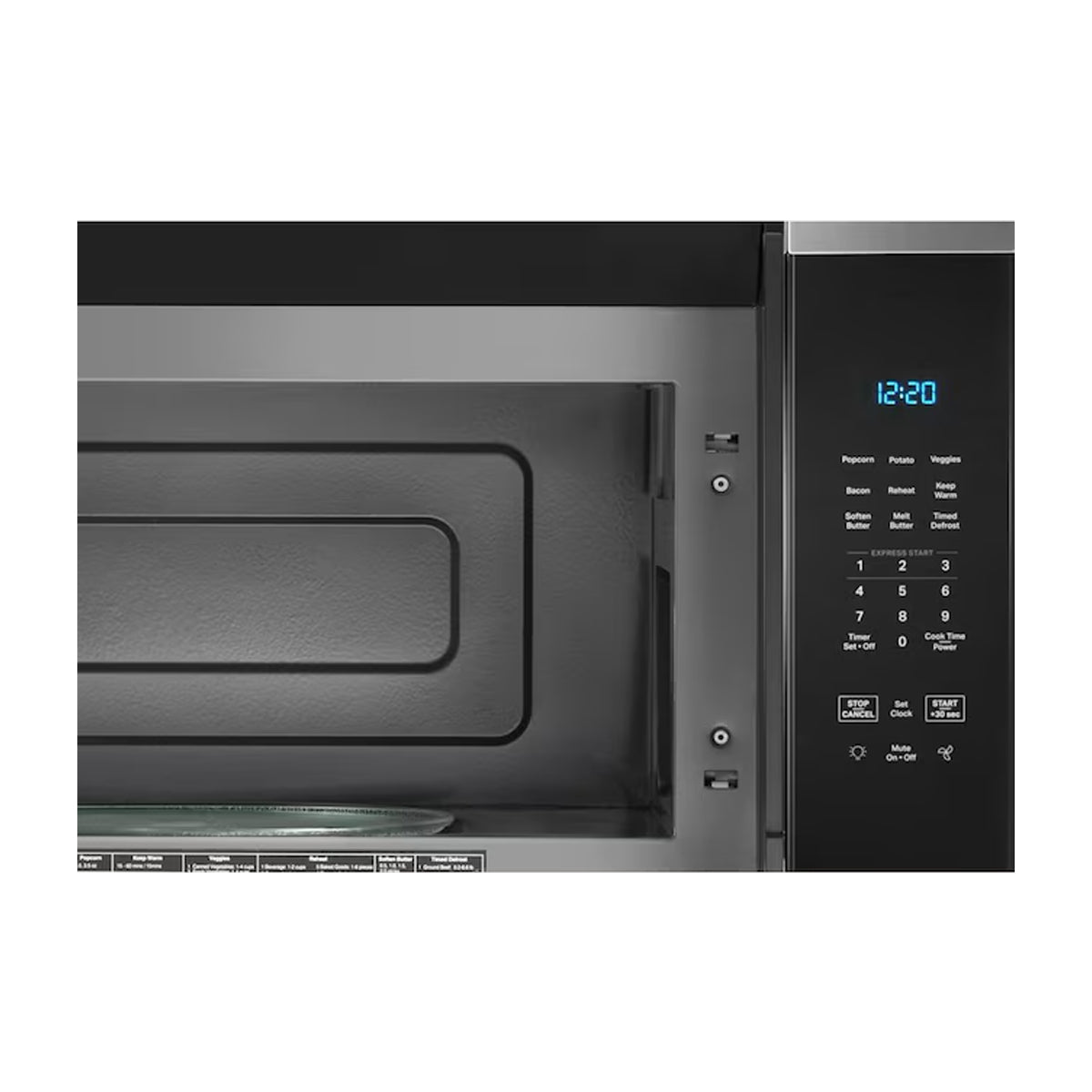 Whirlpool Microondas Extractor de 1000W | Tipo Campana | Controles Táctiles | 1.7p3 | Plateado