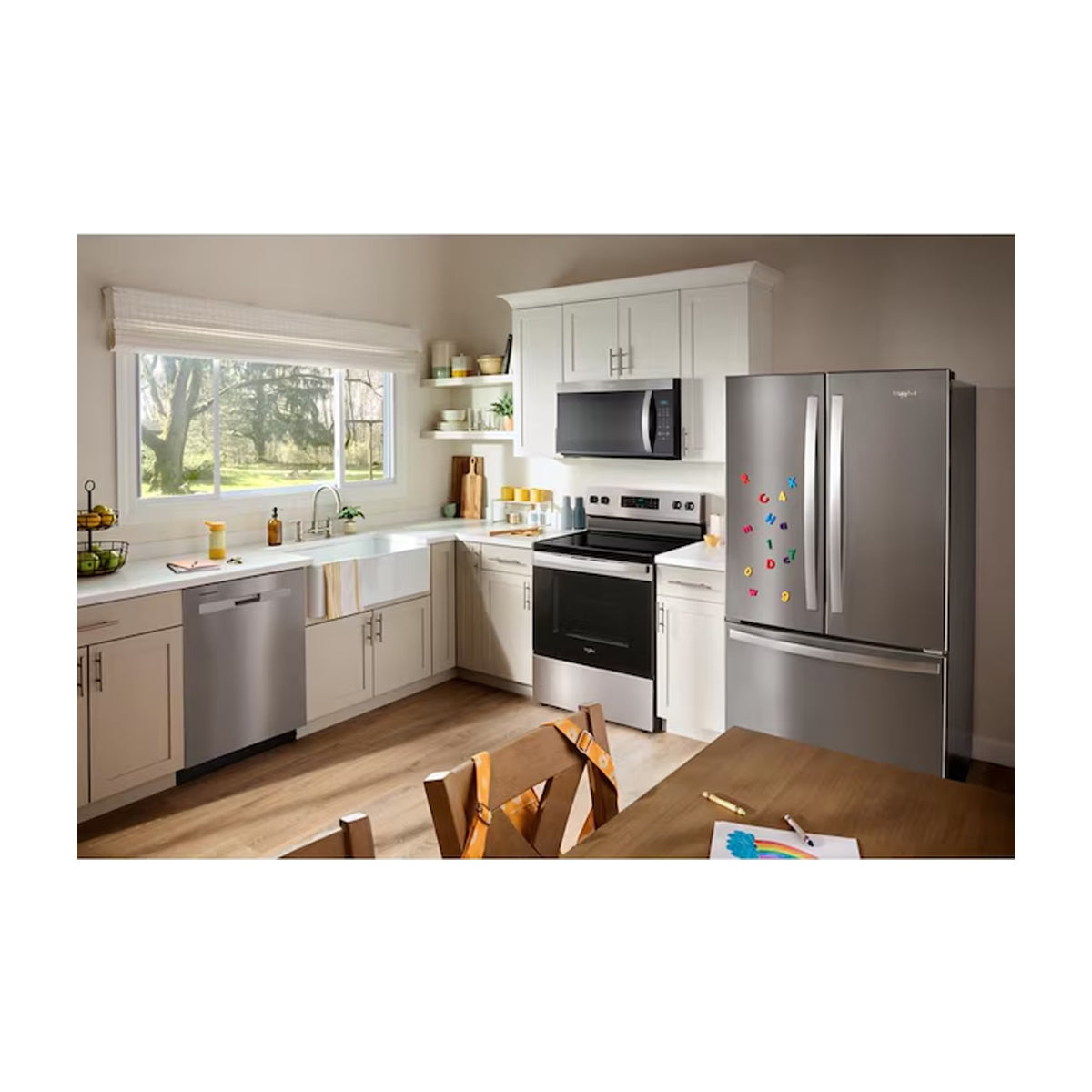 Whirlpool Microondas Extractor de 1000W | Tipo Campana | Controles Táctiles | 1.7p3 | Plateado