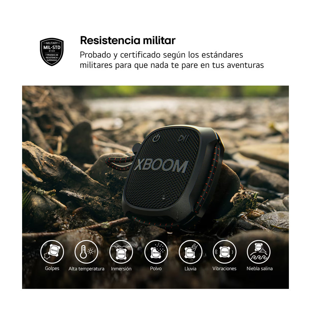 LG XBOOM Go XG2T Bocina Portátil Bluetooth Waterproof | Sound Boost | 10H | IP67 | Negro