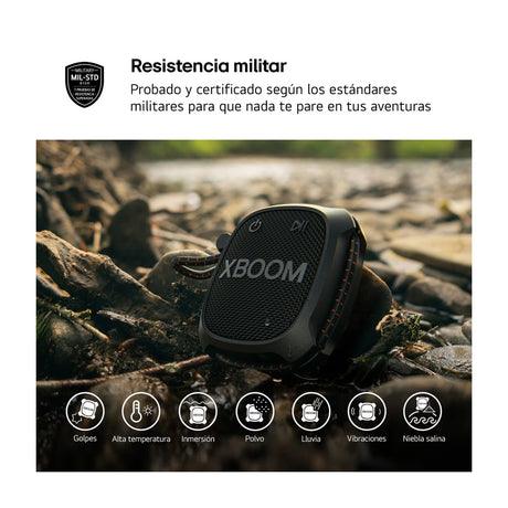 LG XBOOM Go XG2T Bocina Portátil Bluetooth Waterproof | Sound Boost | 10H | IP67 | Negro