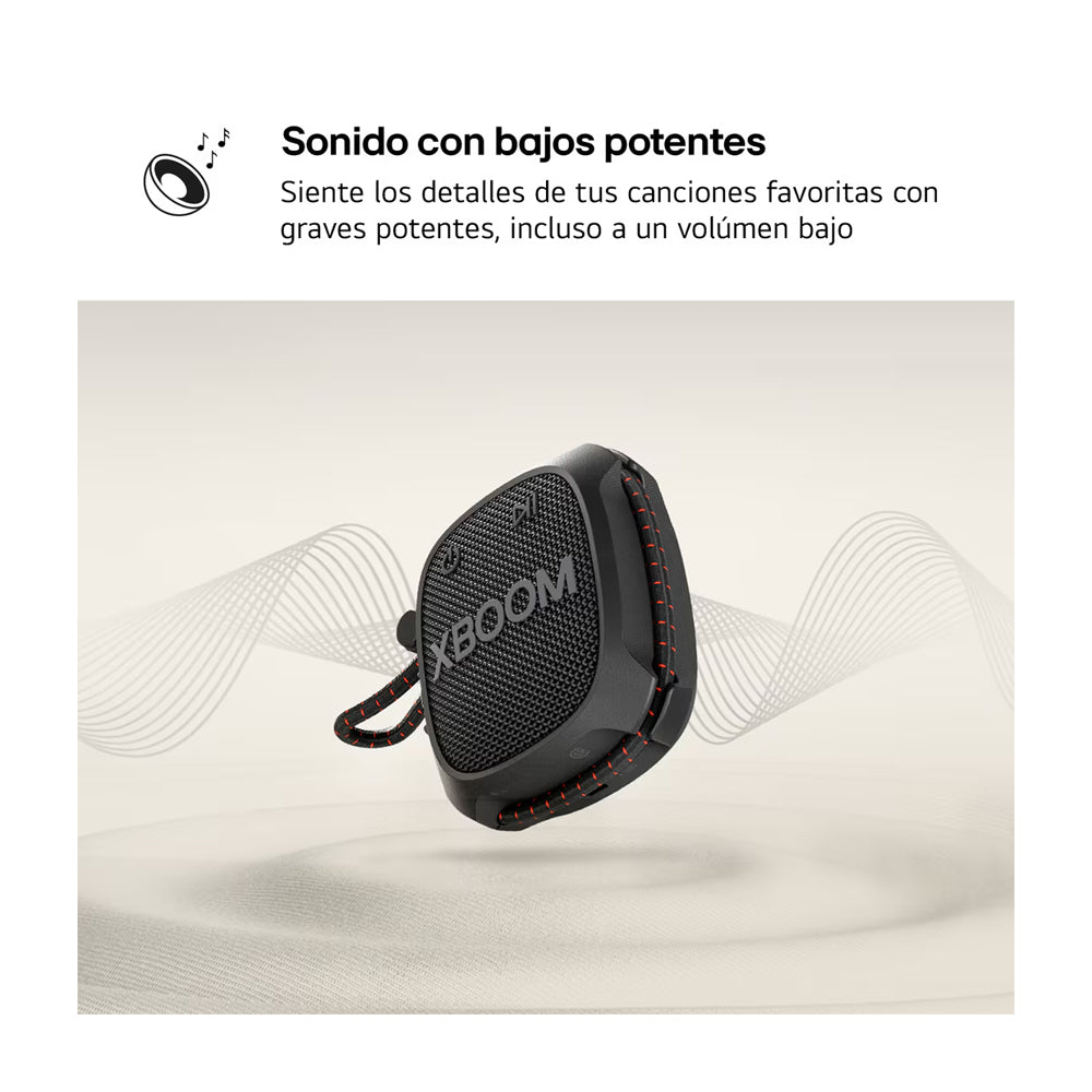 LG XBOOM Go XG2T Bocina Portátil Bluetooth Waterproof | Sound Boost | 10H | IP67 | Negro