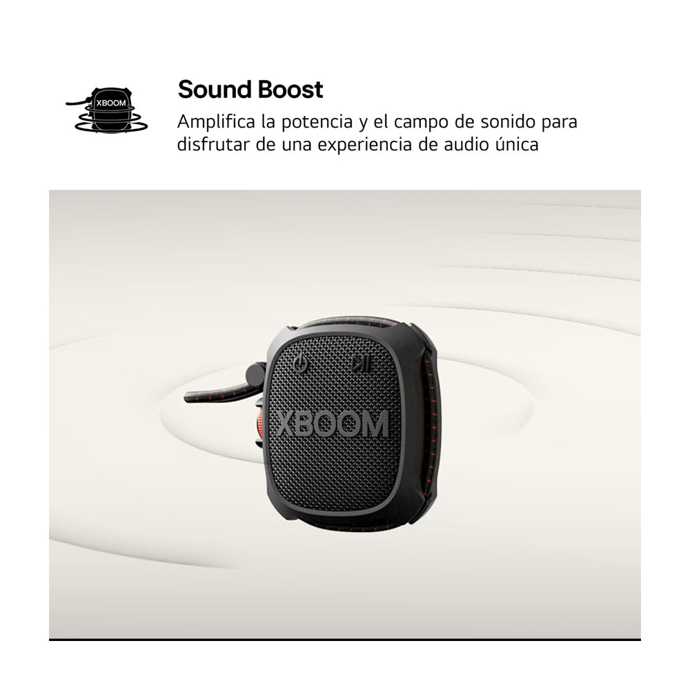 LG XBOOM Go XG2T Bocina Portátil Bluetooth Waterproof | Sound Boost | 10H | IP67 | Negro