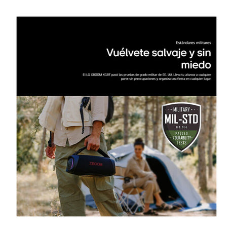 LG XBOOM Go XG8T Bocina Portátil Bluetooth Waterproof | Sound Boost | Light Studio | 15H | IP67 | Negro