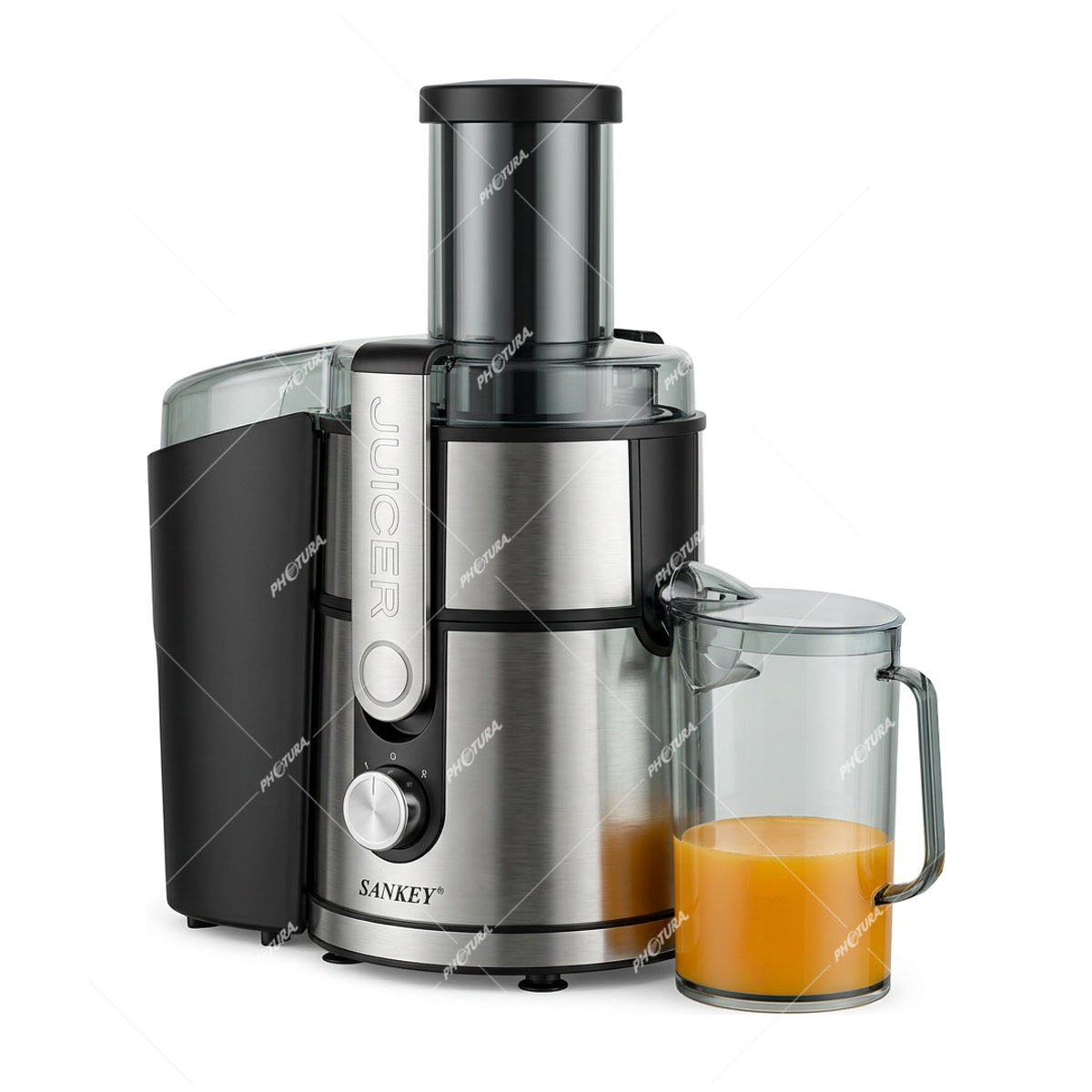 Sankey Extractor de Jugo | 1.1L | Alta Potencia | Colector de Pulpa | 800W | Negro Plateado