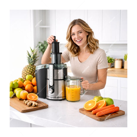 Sankey Extractor de Jugo | 1.1L | Alta Potencia | Colector de Pulpa | 800W | Negro Plateado