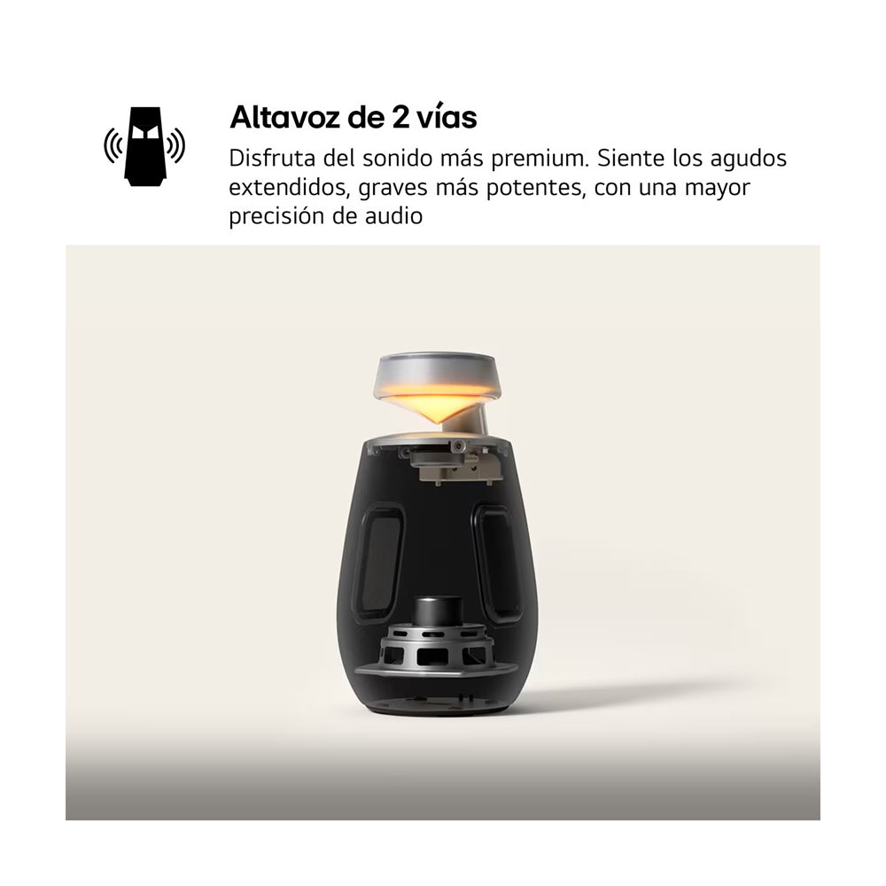 LG XBOOM Go XO2T Bocina Portátil Bluetooth Waterproof |  Sonido 360° | Iluminación | 15H | IP55 | Negro