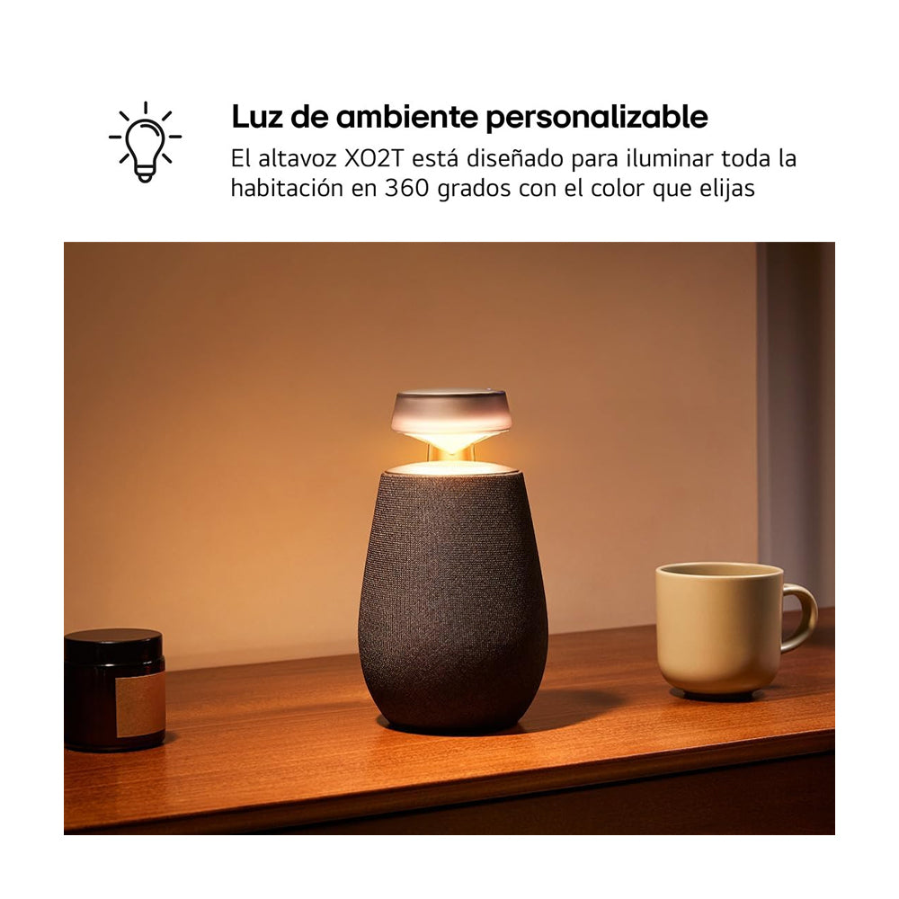 LG XBOOM Go XO2T Bocina Portátil Bluetooth Waterproof |  Sonido 360° | Iluminación | 15H | IP55 | Negro