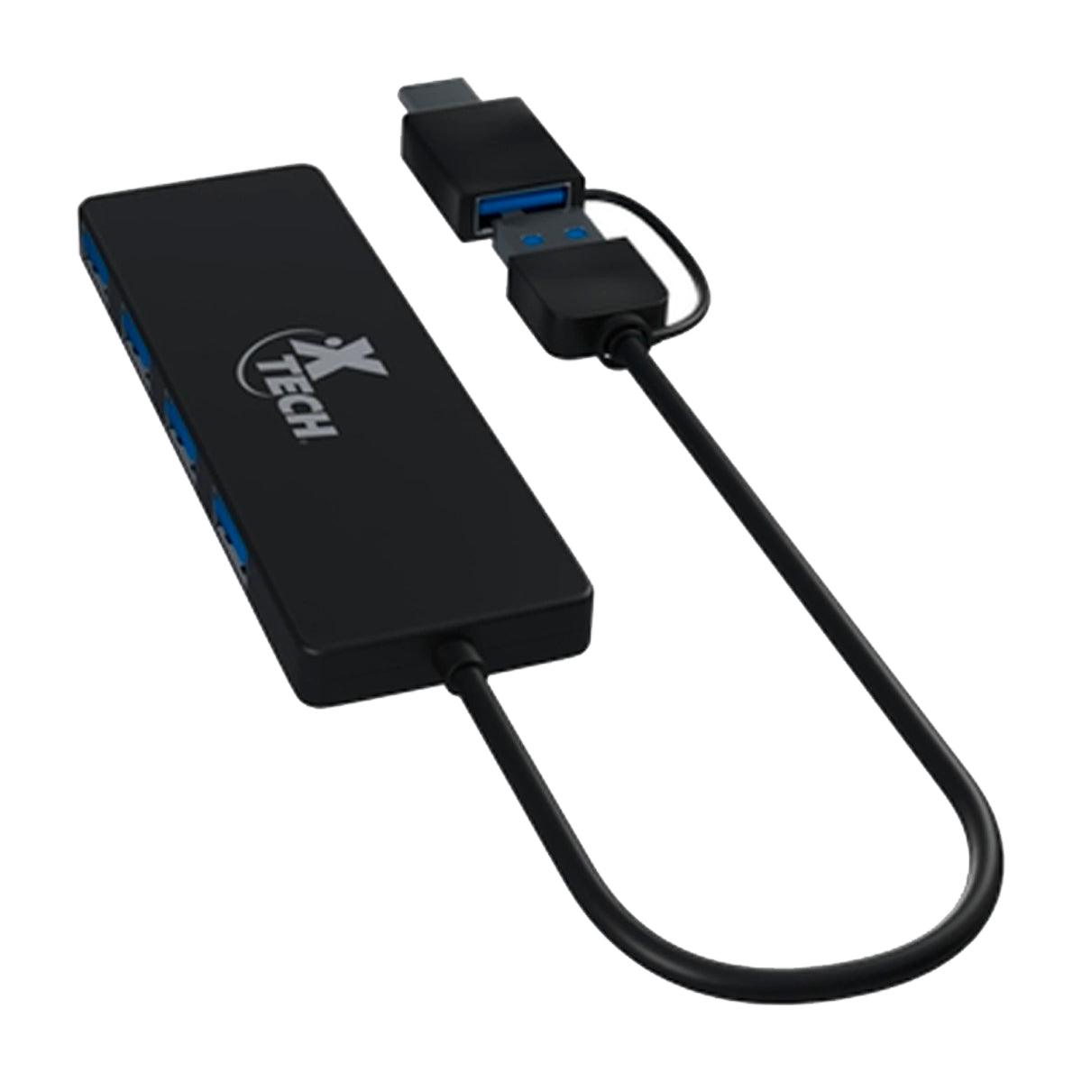 Xtech Adaptador USB 3.0 A a USB C |  4 puertos |  Negro