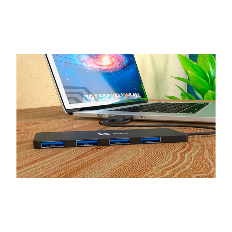 Xtech Adaptador USB 3.0 A a USB C |  4 puertos |  Negro