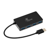 Xtech Adaptador USB 3.0 | 4 puertos | Negro
