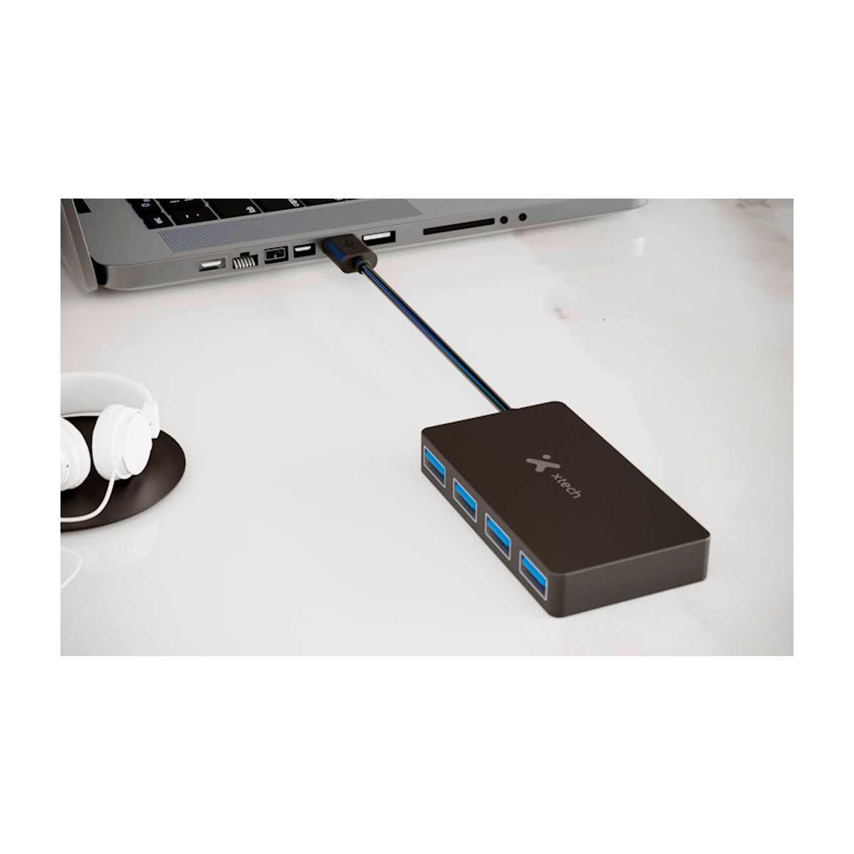 Xtech Adaptador USB 3.0 | 4 puertos | Negro