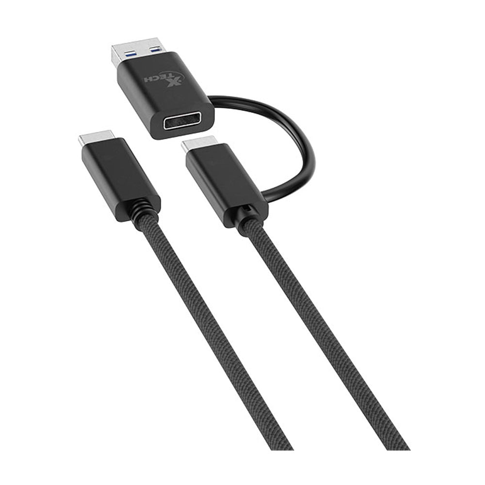 Xtech Cable 2 en 1 USB A / USB C a USB C  | 1.82 Metros | Negro