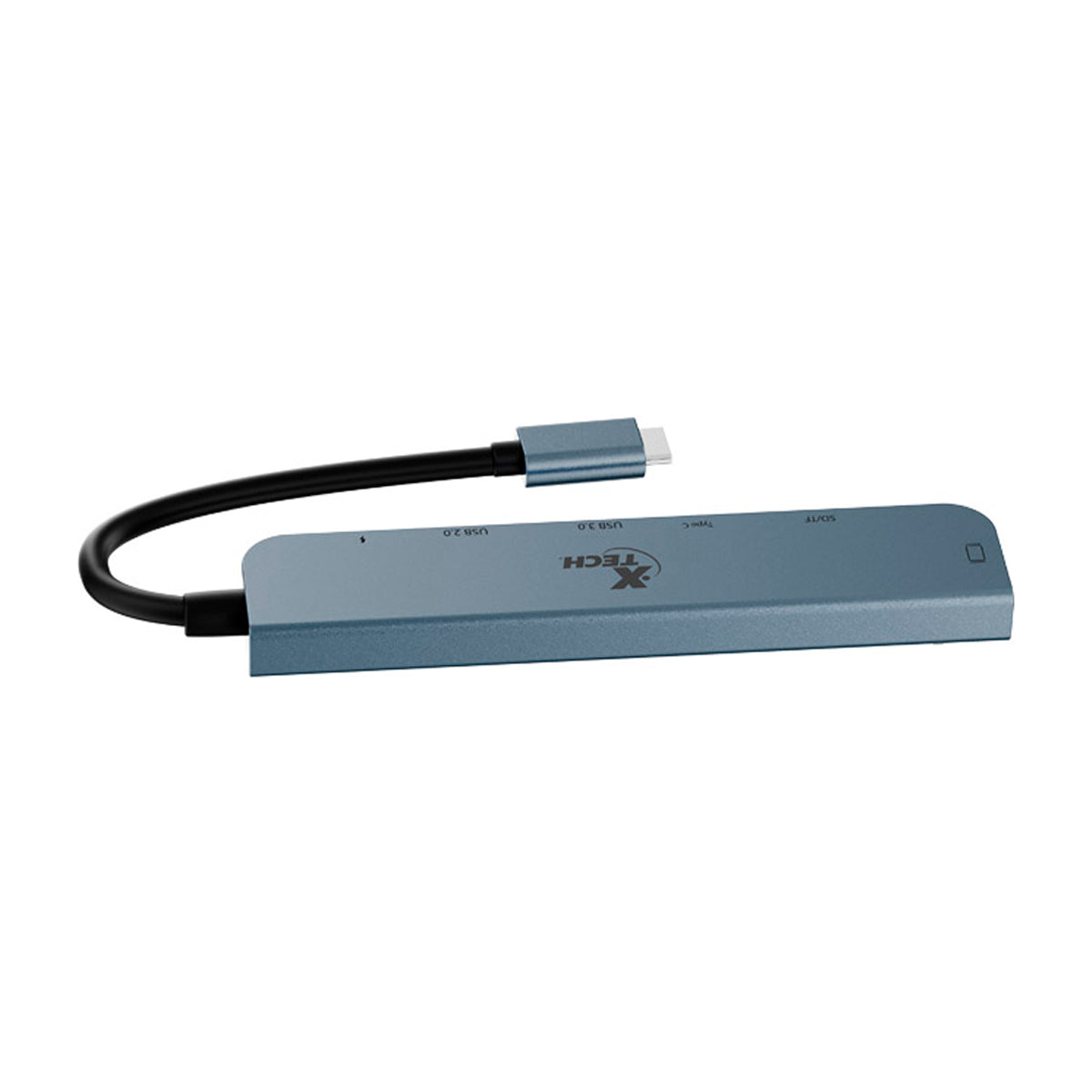 Xtech Adaptador Multipuerto 7 en 1 con Conexión USB C | Plateado Negro