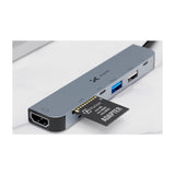 Xtech Adaptador Multipuerto 7 en 1 con Conexión USB C | Plateado Negro