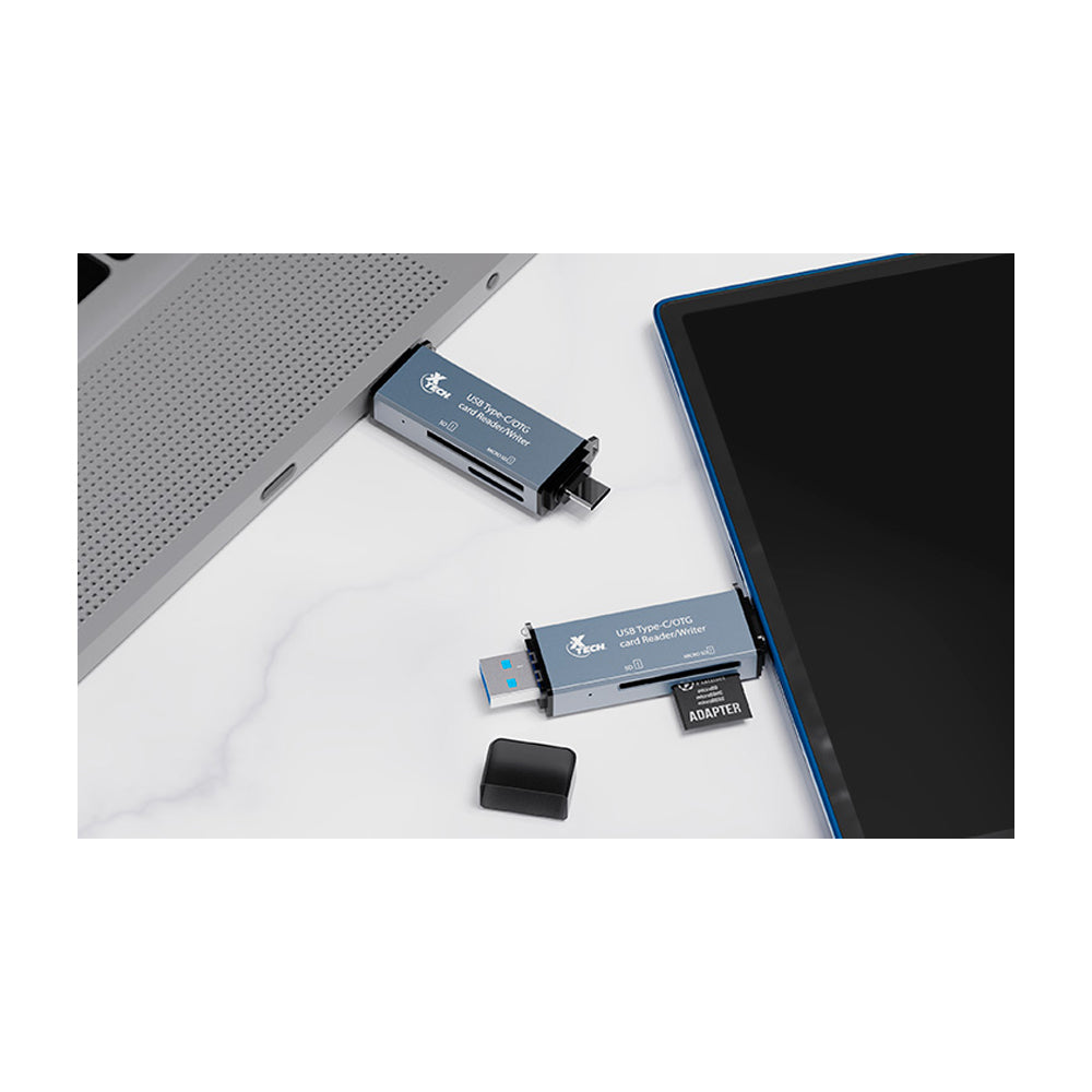 Xtech Lector/Escritor de Tarjetas de Memoria | USB 3.0 / USB Tipo-C | SD/Micro  TF/SD