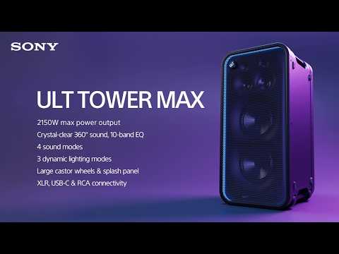 Sony ULT TOWER MAX Equipo de Sonido | LDAC | Sonido 360° | ULT Power Sound | Luces LED | Bluetooth