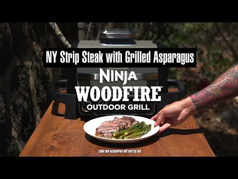 Ninja Woodfire Parrilla Eléctrica 7-en-1 para Exteriores | Woodfire Technology | Master Grill | Ahumador BBQ | Freidora de Aire | Resistente al Clima | Hornear y Asar | 1760W | Gris Negro