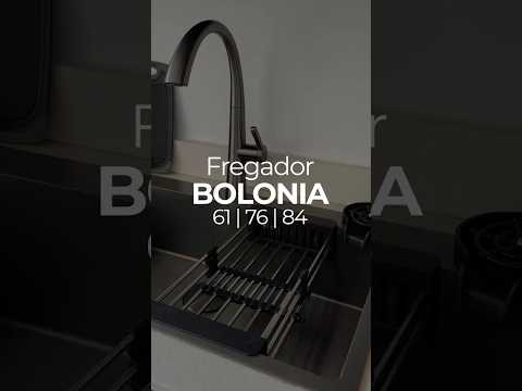 DRIJA Bolonia 76 Fregador Moderno de Acero Inoxidable | Sistema Anti Reboso | Enjuagador de Vasos | Dispensador de Jabón