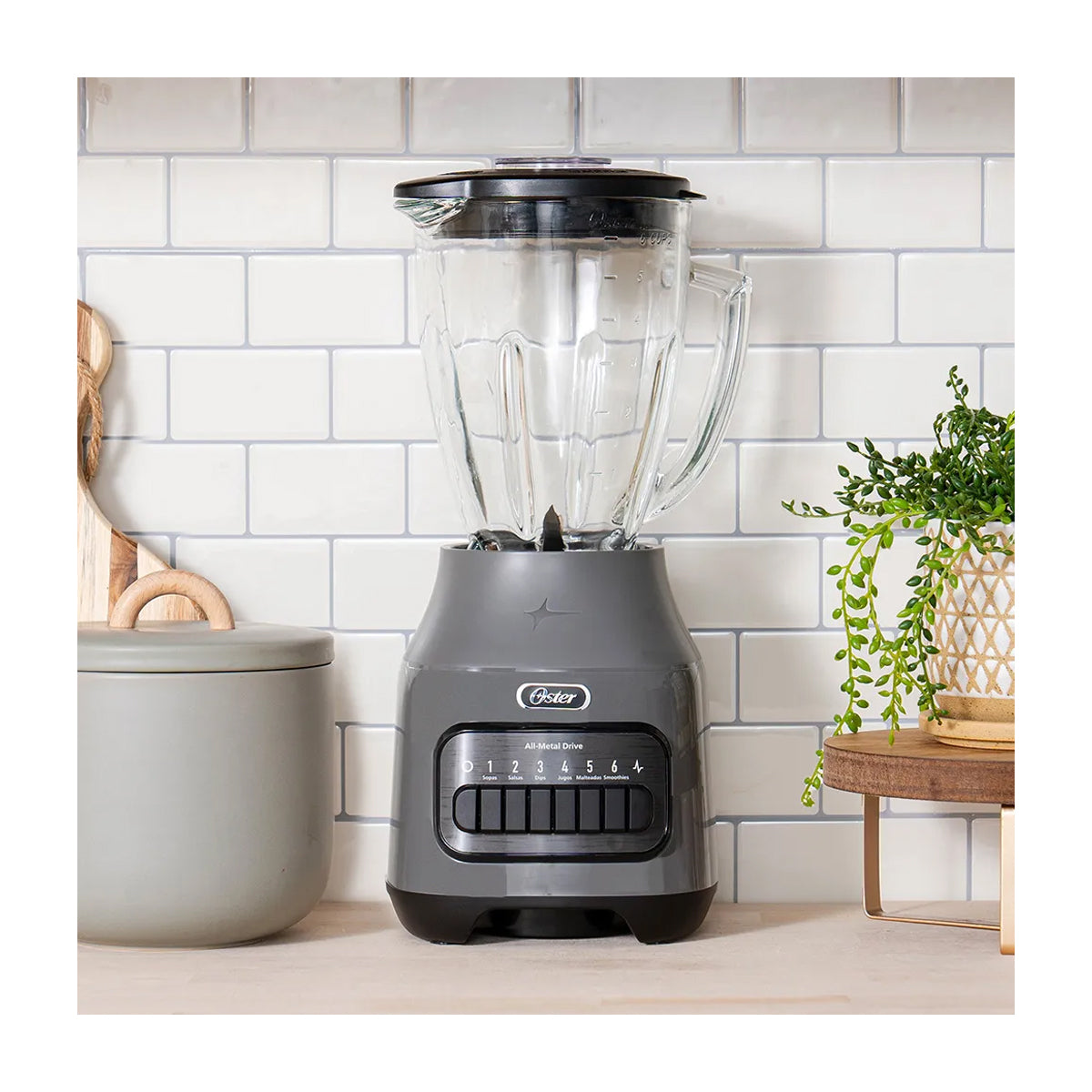 Oster BLSTPEGGPB Licuadora de 6 Velocidades | Boroclass | All-Metal Drive | Función de Pulso | 1.5L | 800W | Gris