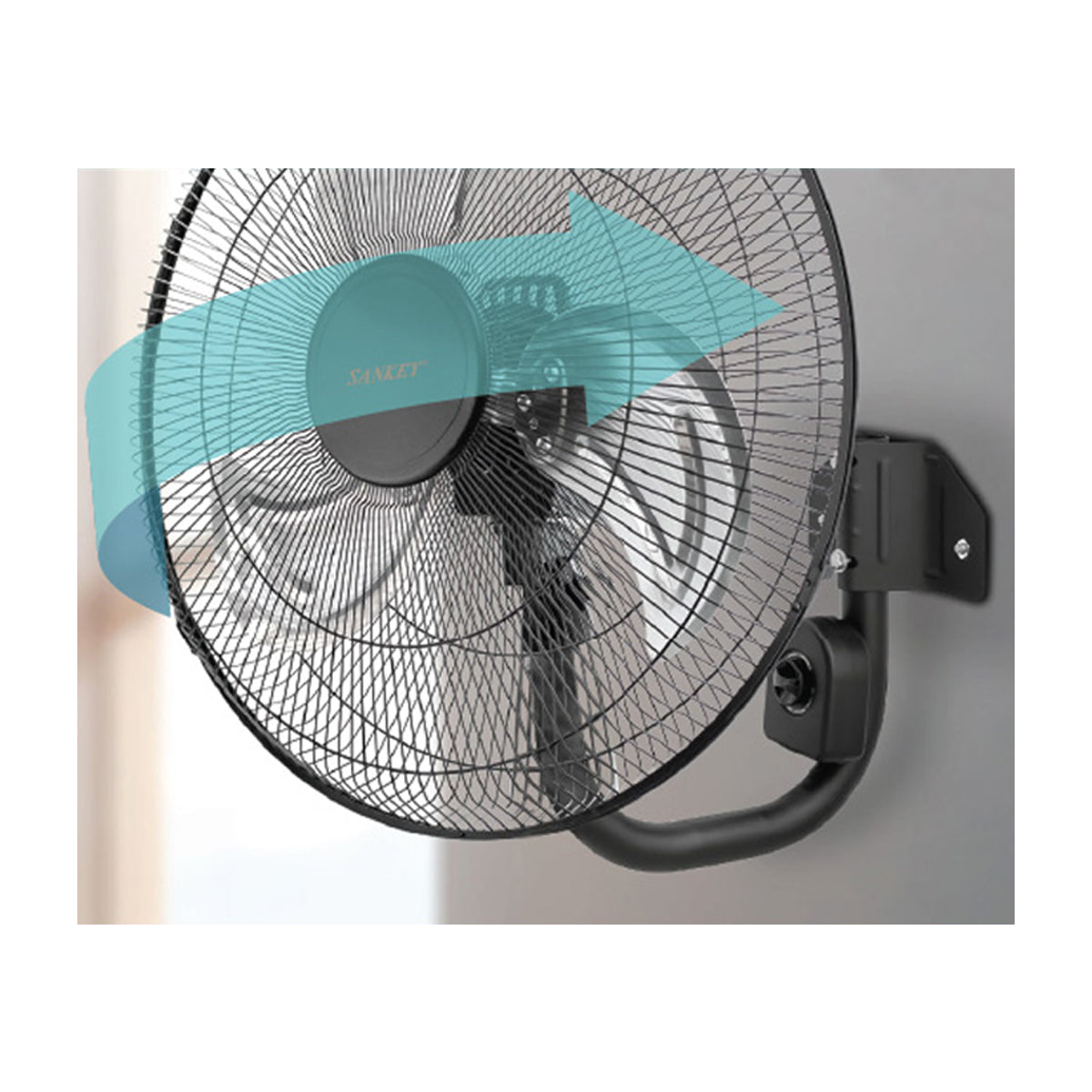 Sankey Abanico de Pared de 18" | 3 Velocidades | Altura Ajustable | Negro
