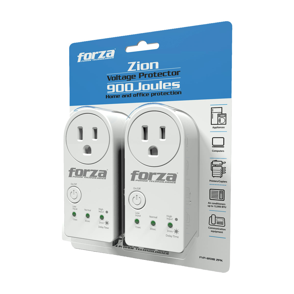 Forza Protector de Voltaje | 900J/1800W | 1 Salida | Tempor-120V | 2 Unidades
