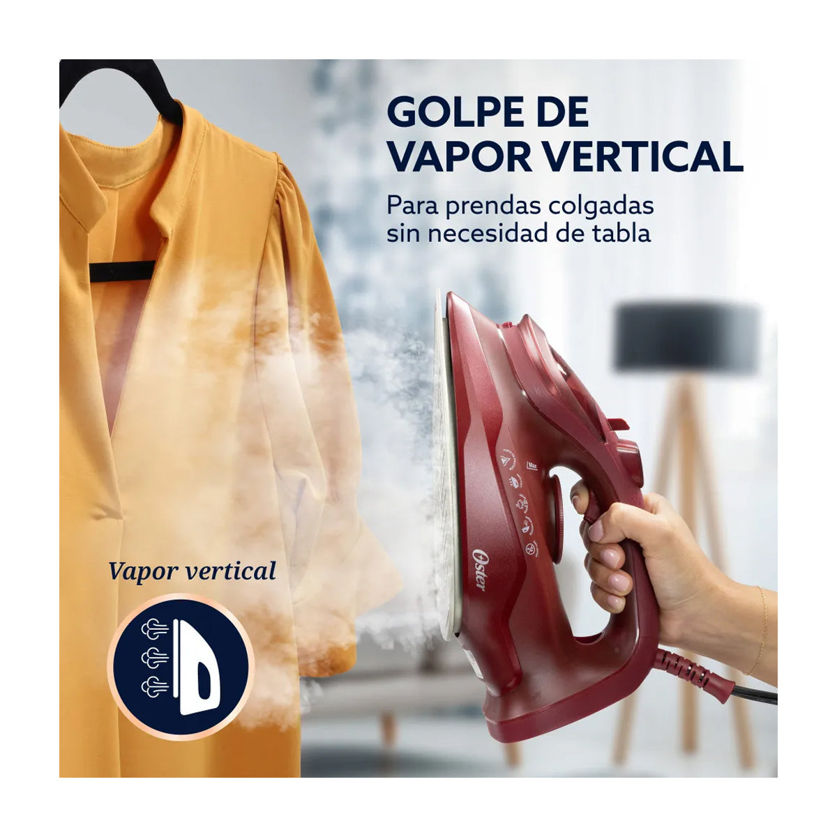 Oster GCSTAC7201 Plancha de Ropa a Vapor | 25% Mas Cobertura | Punta de Precision | Aero Ceramic | Sistema Anti-Calcificación | Rojo