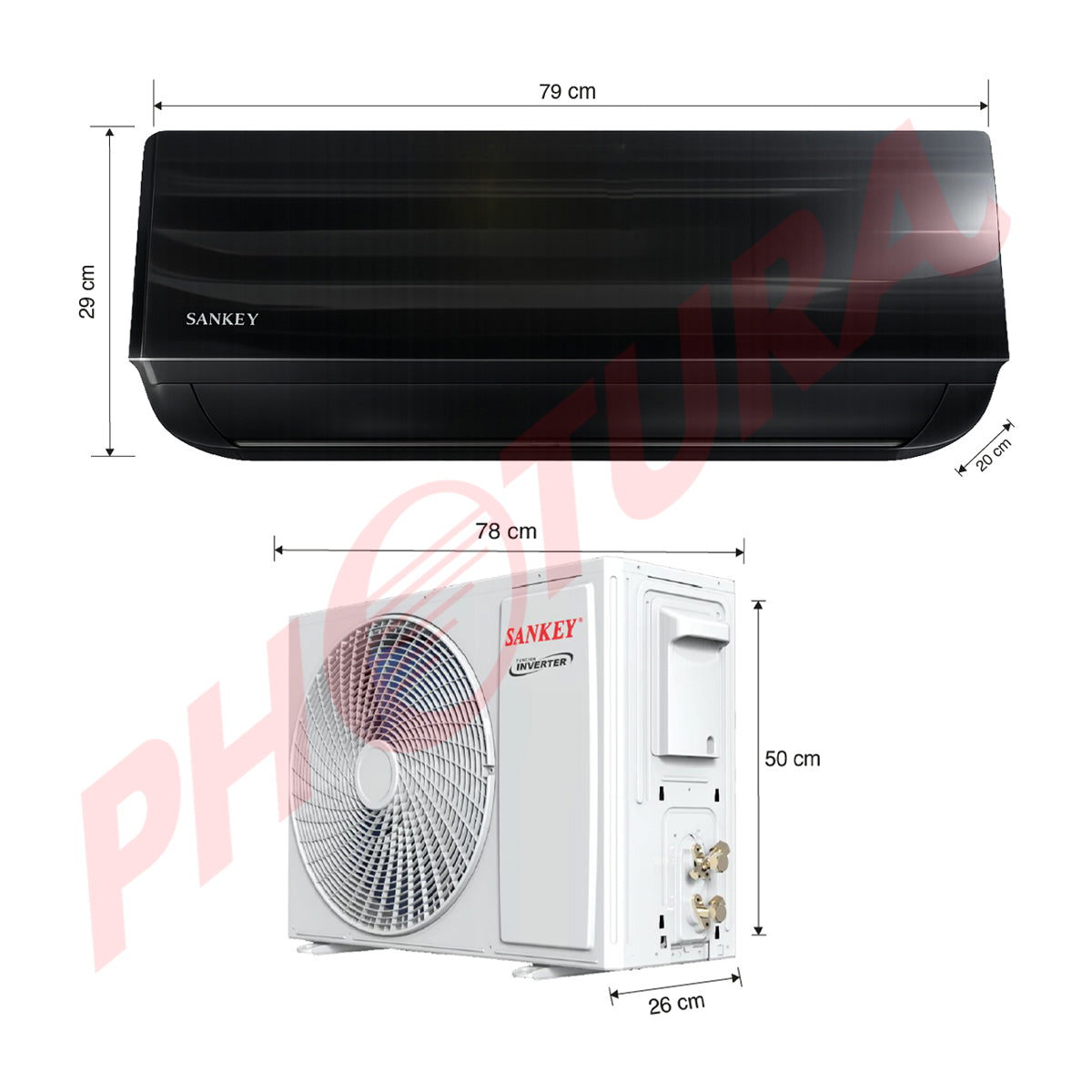 Sankey Aire Acondicionado Split Inverter Serie Superiore 12,000 BTU | SEER 21 | WiFi | Alta Eficiencia | Protección de Voltaje | Enfriamiento Supremo | Silver Ion | 220v | Black Mirror