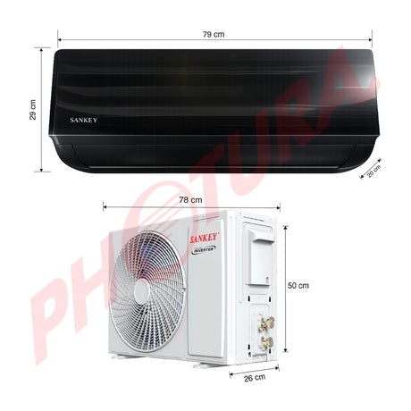 Sankey Aire Acondicionado Split Inverter Serie Superiore 12,000 BTU | SEER 21 | WiFi | Alta Eficiencia | Protección de Voltaje | Enfriamiento Supremo | Silver Ion | 220v | Black Mirror